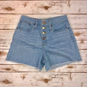 J. Crew High-waist button front denim shorts